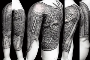 minotaur standing above a maze on the arm tattoo idea