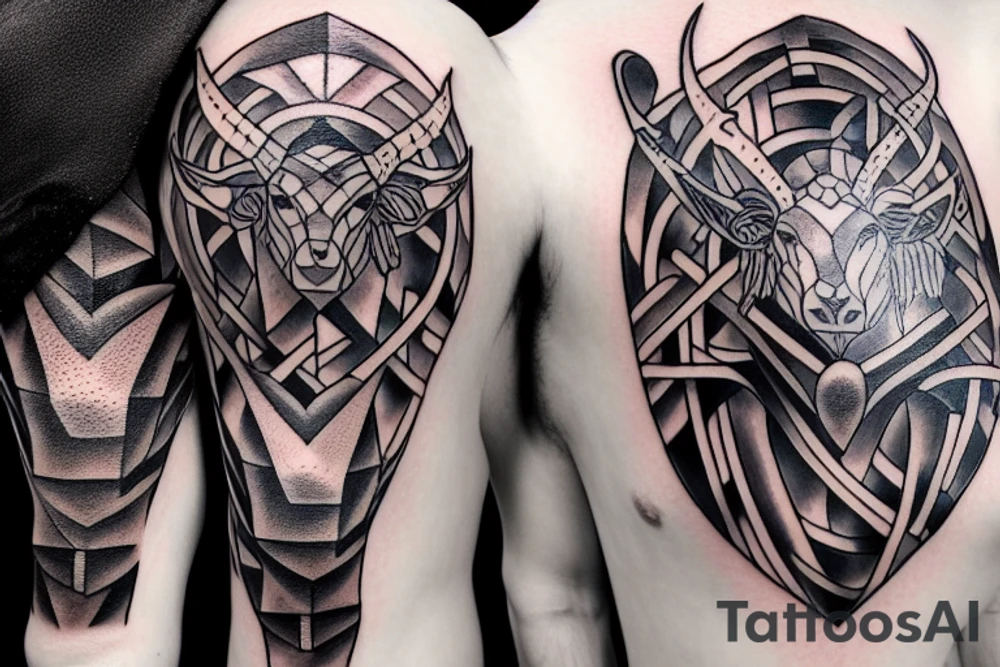 minotaur standing above a maze on the arm tattoo idea