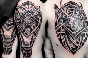 minotaur standing above a maze on the arm tattoo idea