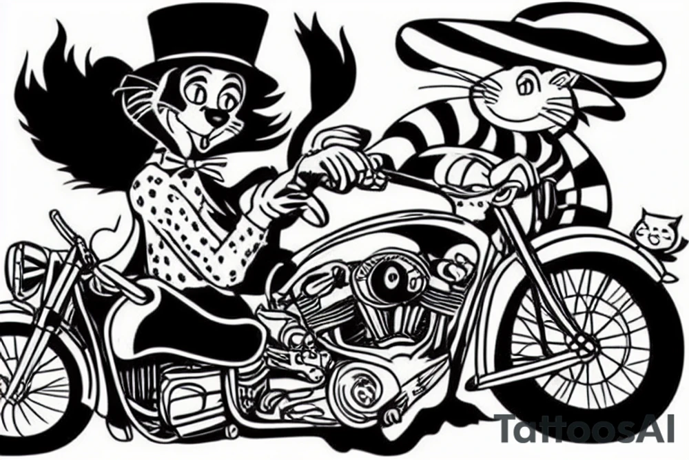 The Cat in the Hat riding a motorcycle tattoo idea