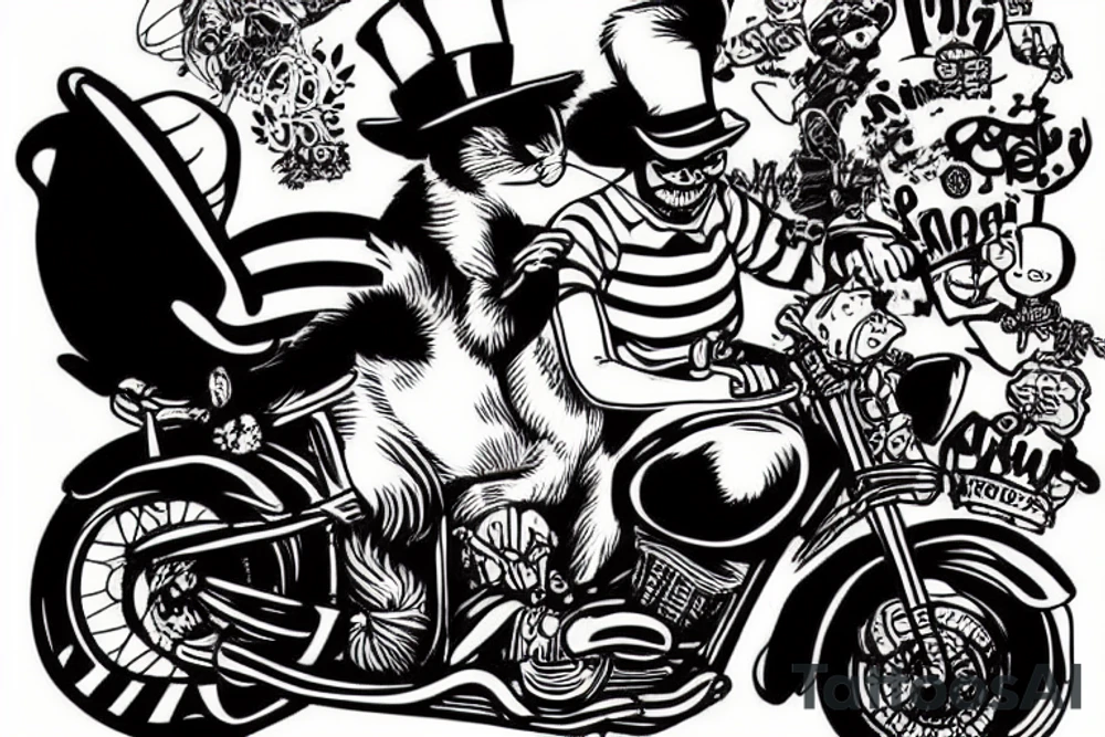The Cat in the Hat riding a motorcycle tattoo idea