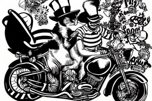 The Cat in the Hat riding a motorcycle tattoo idea
