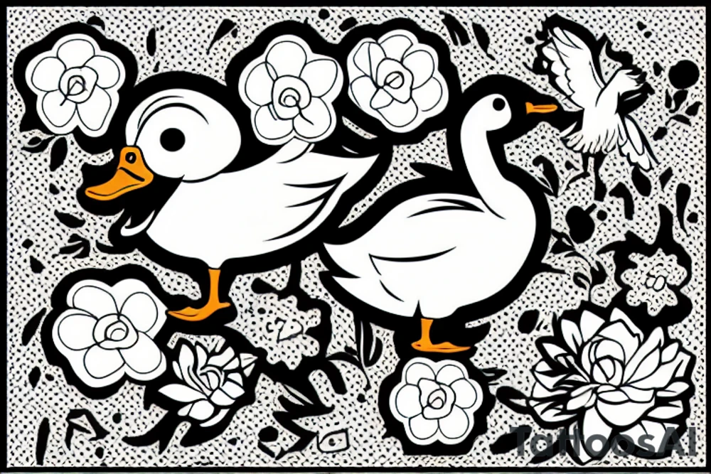 A duck with a flower tattoo idea