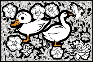 A duck with a flower tattoo idea