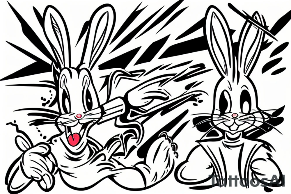 Bugs Bunny fighting a tornado tattoo idea