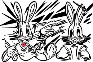 Bugs Bunny fighting a tornado tattoo idea