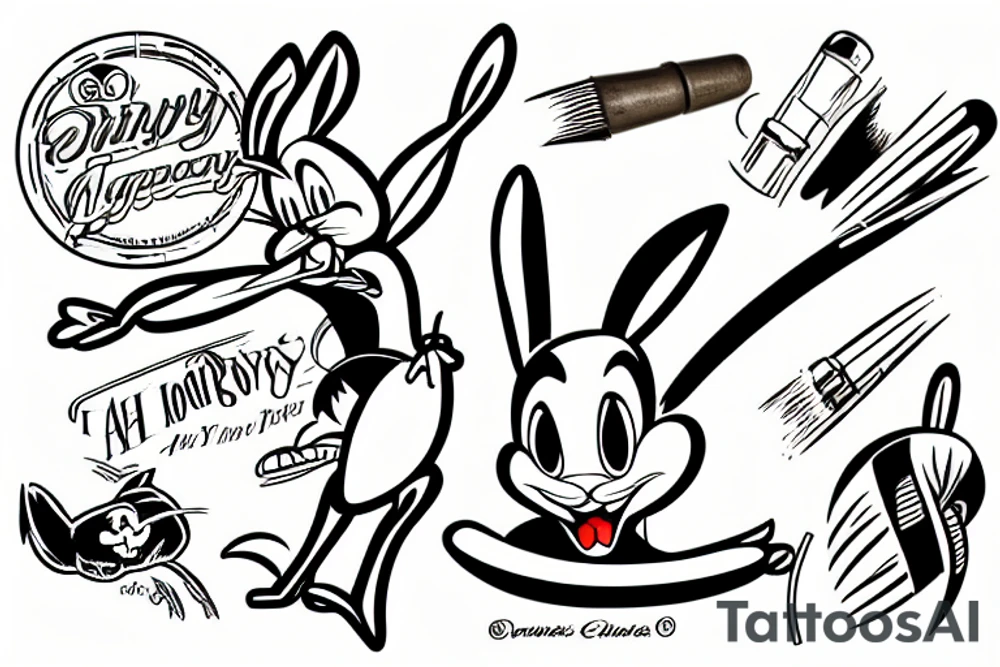 Bugs Bunny fighting a tornado tattoo idea