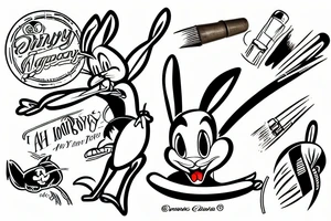 Bugs Bunny fighting a tornado tattoo idea