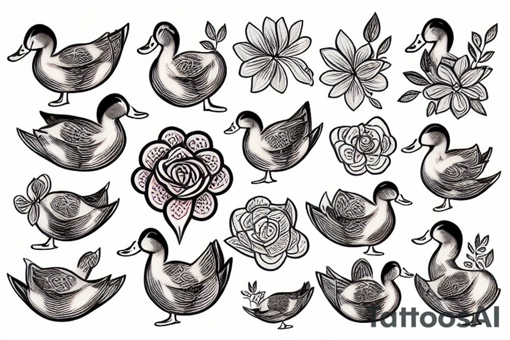 A duck with a flower tattoo idea