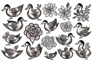 A duck with a flower tattoo idea