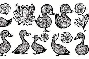 A duck with a flower tattoo idea