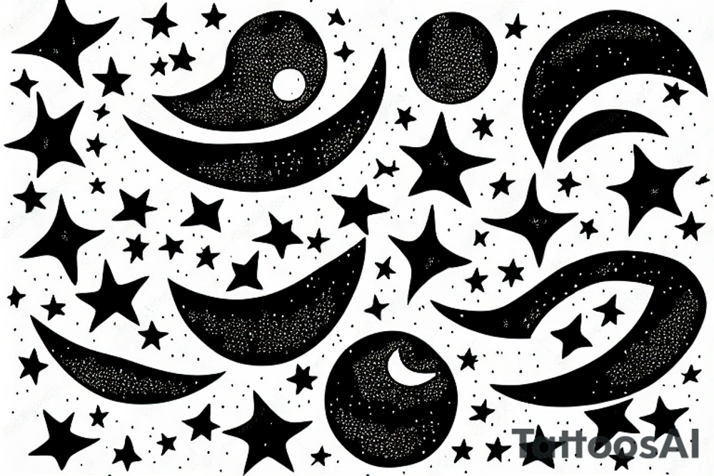 moon with the stars tattoo idea