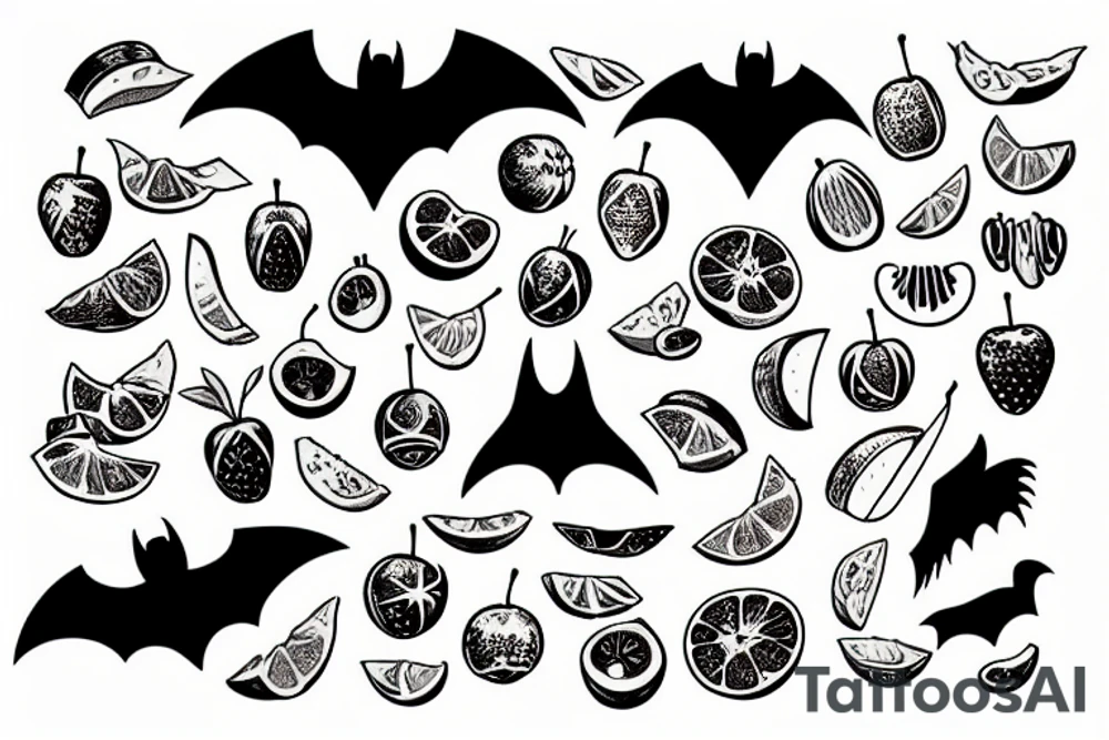 Bat eating fruit tattoo idea