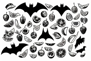 Bat eating fruit tattoo idea