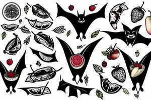 Bat eating fruit tattoo idea