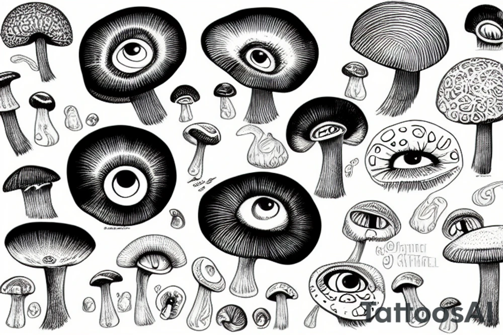 eye mushroom tattoo idea