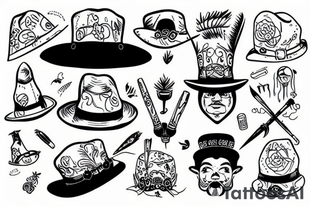 Black cart with a funny hat tattoo idea