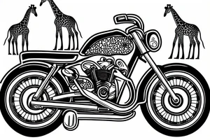 a motorcycle with giraffes for wheels tattoo idea