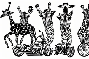 a motorcycle with giraffes for wheels tattoo idea