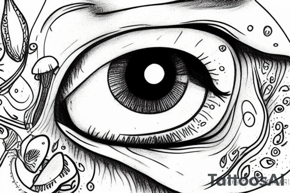 mushroom eye tattoo idea