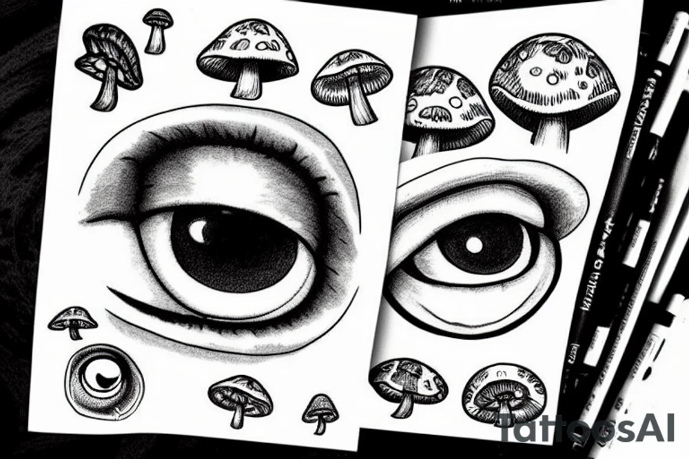 mushroom eye tattoo idea