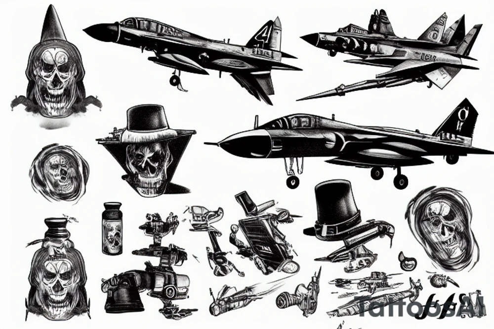 F4 Phantom firing all cannons tattoo idea