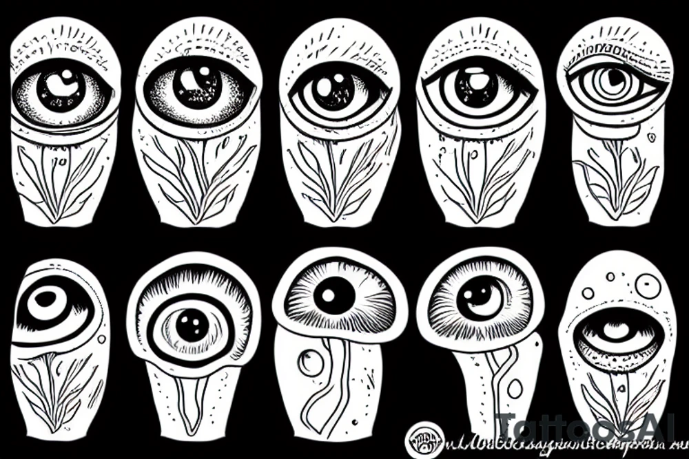 mushroom eye tattoo idea