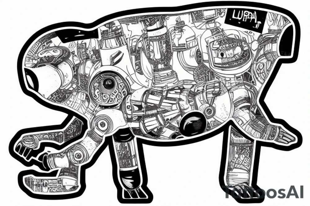 Laputa robot holding a capybara tattoo idea