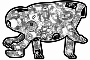 Laputa robot holding a capybara tattoo idea