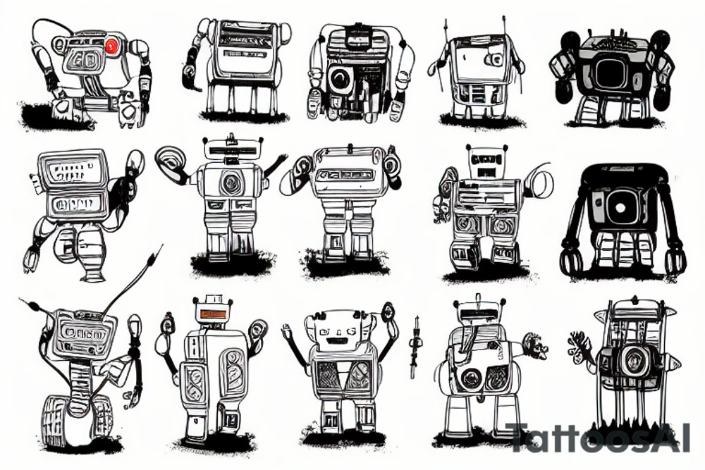 Laputa robot holding a capybara tattoo idea