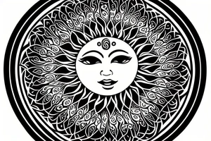 Sun mandala with a face tattoo idea
