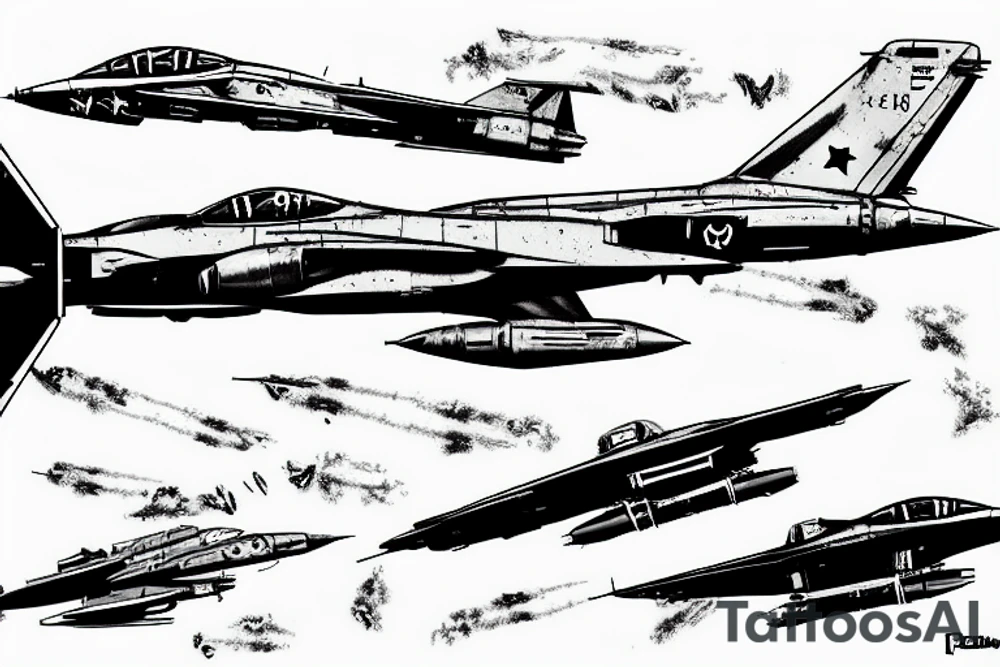 F4 Phantom firing all cannons. jet aircraft, aiming high tattoo idea