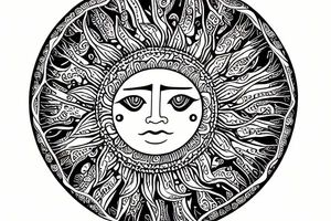 Sun mandala with a face tattoo idea