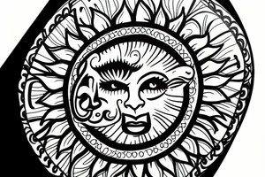 Sun mandala with a face tattoo idea