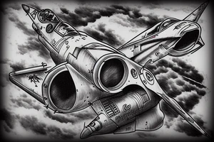 realistic F4 Phantom firing all cannons. jet aircraft, aiming high tattoo idea