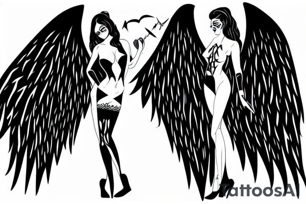 Woman with bat wings, standing seductively tattoo idea