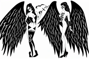 Woman with bat wings, standing seductively tattoo idea