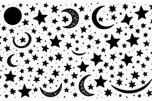 a pretty moon with flowers and stars tattoo idea