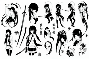 anime girl with sword tattoo idea