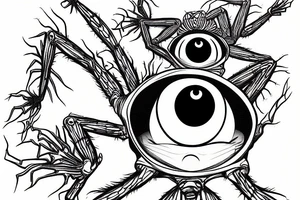 a spider with eyes all over the legs and the head is also a bigger eye tattoo idea