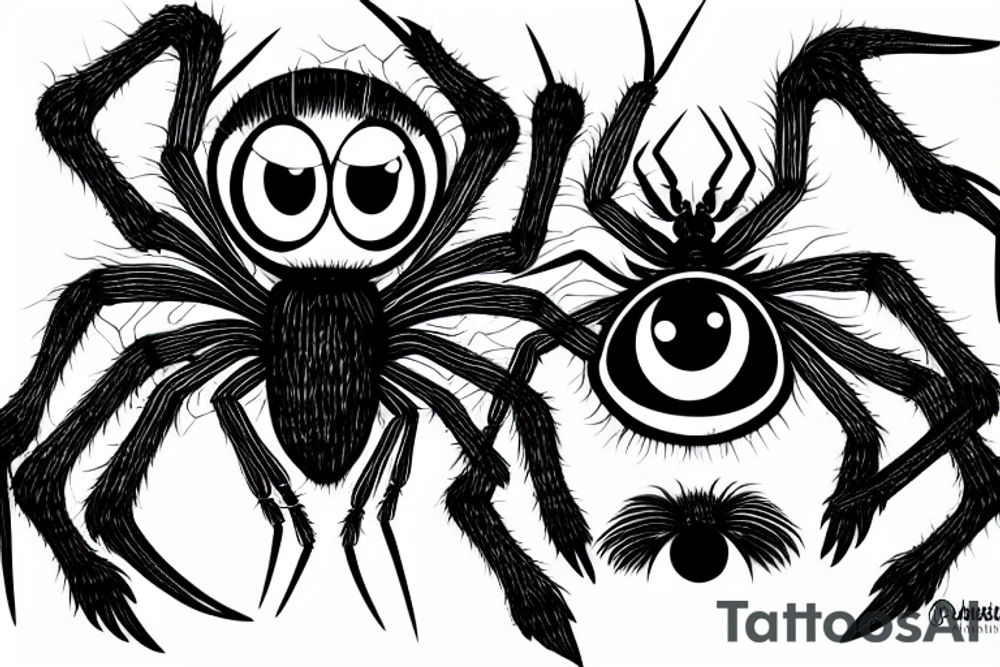 a spider with eyes all over the legs and the head is also a bigger eye tattoo idea