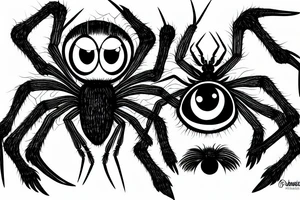 a spider with eyes all over the legs and the head is also a bigger eye tattoo idea