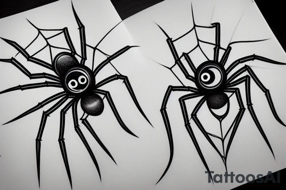 a spider with eyes instead of a head. the legs are long and stretch out like nerve cells and turn into bananas at the end tattoo idea