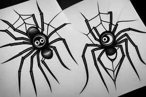 a spider with eyes instead of a head. the legs are long and stretch out like nerve cells and turn into bananas at the end tattoo idea