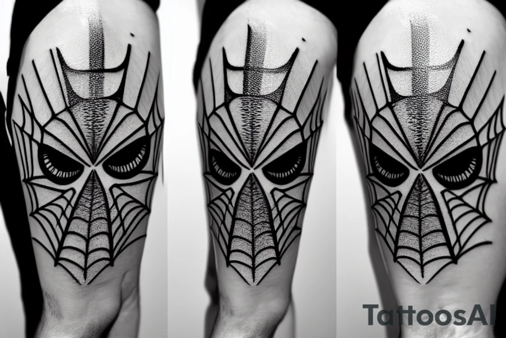 a spider with eyes instead of a head. the legs are long and stretch out like nerve cells and turn into bananas at the end tattoo idea