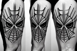 a spider with eyes instead of a head. the legs are long and stretch out like nerve cells and turn into bananas at the end tattoo idea