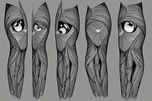 a spider with eyes instead of a head. the legs are long and stretch out like nerve cells and turn into bananas at the end tattoo idea