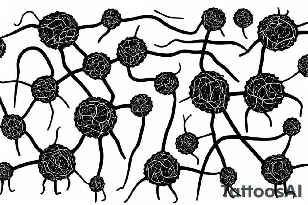 a nerve cell with eyes at the synapses tattoo idea