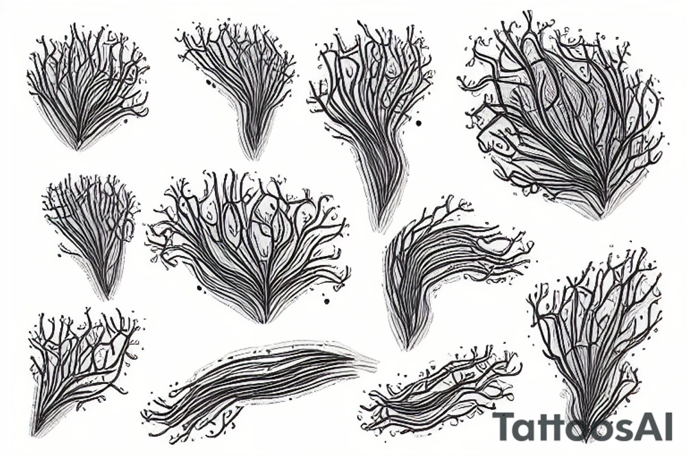 a nerve cell with eyes at the synapses tattoo idea