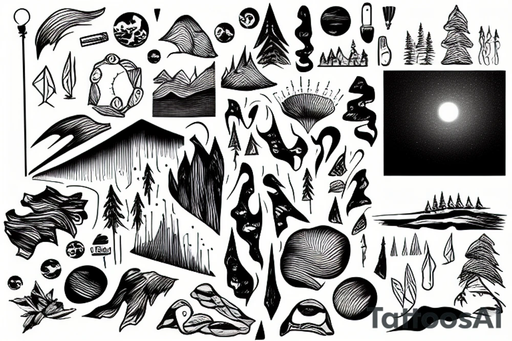 landscape with aurora tattoo idea